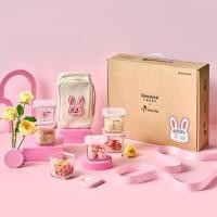 ราคา [Glasslock baby] Glasslock Baby X Vivienda Heart Rabbit Baby Food Container 270mL (Set 6 + กระเป๋าเก็บความเย็น) (26292419665)