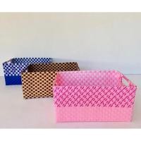 ราคา ตระกร้า เส้นพลาสติกสาน ตระกร้าสานพลาสติก ตระกร้าจ่ายตลาด ตะกร้าใส่ผ้า ตระกร้าใส่ของ ตระกร้าสาน หูเจาะ (22420267155)