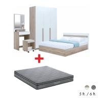 ราคา Furinbox ชุดห้องนอน รุ่นมินิโอ (เตียง, ตู้เสื้อผ้า 3 บาน, โต๊ะเครื่องแป้งพร้อมสตูล, ที่นอน, หมอน 2 ใบ) (42711730583)