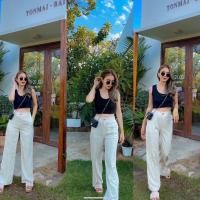 ราคา กางเกงลินินแท้ ผ้านิ่ม ขาบาน ซิปหน้า สม้อคยืดด้านหลัง (61853977)