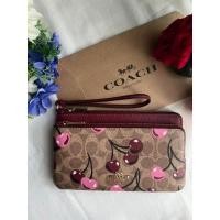 ราคา Double Zip Wallet In Signature Canvas With Cherry Print ลายเชอรี่CZ763 (28476311624)