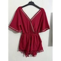 ราคา <si recruitment> จั้มสูทต้นขา/ จั๊มสูทสไตล์โบโฮผูกโบว์/ พู่โบฮีเมียน/เที่ยว/ชายหาด/สีแดง ไซส์ S (41903134069)