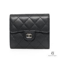 ราคา C H A N E L TRI FOLD WALLET SHORT BLACK CAVIAR SHW (27274014663)