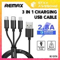 ราคา REMAX สาย 3 In 1 สายชาร์จเร็ว สายชาร์จ 3 In 1 สาย USB PD 2.8A RC-131TH 3 In 1 สายชาร์จ USB C (22143381026)