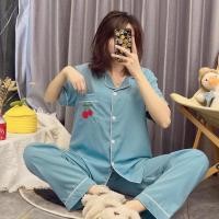 ราคา ชุดนอนผู้หญิงผ้าไหมอิตาลีเสื้อแขนสั้น+กางเกงขายาวผ้าไหมอิตาลีเนื้อนุ่มใส่สบาย (25432173490)