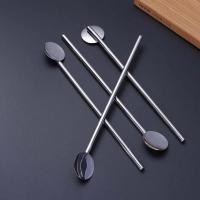 ราคา 6 Pcs/Pack Metal Straw Spoon Drinking Stainless Steel Shot Cocktail Mixing Reusable Straws Cocktail Spoons Set(Primary C (41904790121)