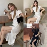 ราคา Maxi Dress ผ้าฝ้ายทรงสูงผ่าข้างแบบสวยๆ ชุดกระโปรงแขนสั้นสำหรับผู้หญิง ใส่สบายในราคาถูกมาก พร้อมส่งถึงมือคุณ (26970048569)