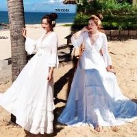 ราคา ชุดเดรสยาวสีขาว ชุดกระโปรงยาว เดรสสีขาว ชดเดรสไปทะเล ชุดเที่ยวทะเล ชุดไปงานแต่ง ชุดไปงานบวช (3394284259)