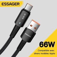 ราคา Essager 6a 66w Type C สาย USB A ถึง Type C พร้อมไฟ LED ไนลอนถักอลูมิเนียมสําหรับ XIAOMI (28421196825)