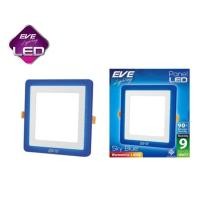 ราคา EVE โคมดาวน์ไลท ขอบสีฟ้า สกายบลู สี่เหลี่ยม LED Panel Light Skyblue 2สีในหนึ่งเดียว 9w(warmwhite) EVE ของแท้ ประกัน1ปี (41500475015)