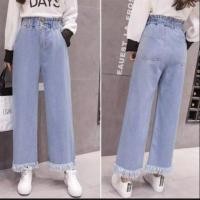 ราคา กางเกงยีนส์ เอวยืด ขาบานขากระบอก เอวสุงฟรีไซส์ ยืดสุดถึง XL (6432688849)
