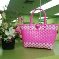 ราคา ตะกร้าสานเส้นพลาสติกแฮนด์เมด สีชมพูหวาน (4915827759)