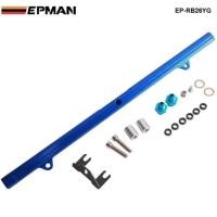 ราคา Aluminium Billet Top Feed Injector Fuel Rail Turbo Kit Blue For Nissan Skyline BNR32 R33 34GTR R34 (46707058199)