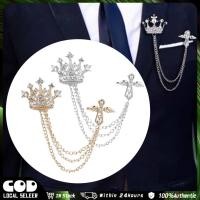 ราคา 1PC Vintage Classic Cross Crown เข็มกลัดผู้ชายชุด orean เข็มกลัด Multicolor Chain Pin งานแต่งงาน 男士西装胸针 (40917830211)