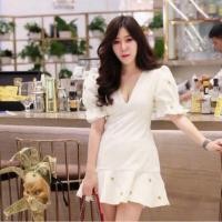 ราคา เดรสสั้นแขนจับจีบพองๆนิดๆ งานป้าย valley girl (2256054757)