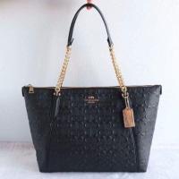 ราคา COACH F49499 AVA CHAIN TOTE SIGNATURE LEATHER BLACK HANDBAG BAG (2528936931)