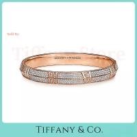 ราคา Tiffany & Co. Atlas X Closed Wide Bangle 18K Gold Pavé Diamonds, Iconic Roman Numerals Elegant Gift (52557313167)