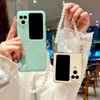 ราคา น่ารัก Slim Candy สีเคสโทรศัพท์สําหรับ OPPO ค้นหา N3 Flip N2 Flip Case พร้อม Pearl Brecelet Soft TPU กันกระแทกปกหลัง (44057549400)