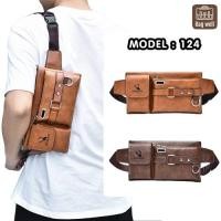 ราคา กระเป๋าคาดอก คาดเอว แฟชั่นผู้ชาย หนัง PU คุณภาพอย่างดี รุ่น 124 (24315389690)