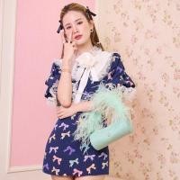 ราคา เดรสโบว์ +เข้มกลัดสีกรม ไซ M งานป้าย Valley girl (22057233984)