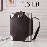 ราคา คุณภาพสูง 304 สแตนเลสสตีลขวดเหล้าไวน์ 1.5 ลิตรพร้อมซองหนัง 1.5 ลิตร - ประเภทสแตนเลส 304 (43566041002)