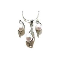 ราคา TANITTgems ชุดสร้อยทองคำขาวประดับจี้ไข่มุกแท้พร้อมต่างหู - TNPS007 (216636422)