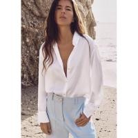 ราคา White basic satin shirt Zaraแท้ส่งต่อ (23665275979)