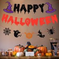 ราคา ธง ฮาโลวีน แบนเนอร์ Happy Halloween Banner Flag Ghost ของตกแต่ง วันฮาโลวีน สินค้าพร้อมส่ง ราคาถูก (13516860079)