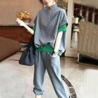 ราคา 短袖假两时尚拼接灰色套装夏季新款宽松大码减龄休闲运动两套3.27Short-sleeved Faux Two-piece Fashion Spliced Gray Suit, New Summer Style, Loose Fit, Plus Size, Age-reduc, Casual Spo (46957826845)