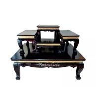 ราคา โต๊ะหมู่บูชา หมู่ 5 หน้า 5 สีโอ้คขอบทอง ไม้กระท้อน 1 ชุด 5 ชิ้นรวมฐาน (19810516692)