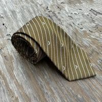 ราคา เนคไทวินเทจ Armani Collezioni Silk Tie Gold Brown Gold Mustard Striped Eagle Handmade Italian (58107158259)
