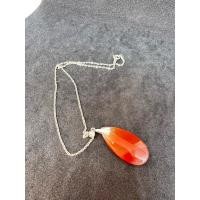 ราคา สร้อยสไตล์วินเทจ จี้หินสีส้มอมน้ำตาลหินอาเกต หินแห่งการเปลี่ยนแปลง สร้อยอะไหล่สีเงิน (28750675237)
