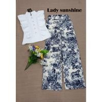 ราคา ชุดเซตเสื้อแขนระบาย+กางเกงขายาวเอวสูง มีถึงsizeสาวอวบ (22690188587)