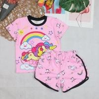 ราคา ชุดเสื้อยืดผ้าคอตตอนสุดเท่พิมพ์ลายม้ายูนิคอร์นสีรุ้งสําหรับเด็กผู้หญิง (27572515008)