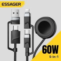 ราคา Essager 5 in 1 PD60W USB-A Type-C/ iP/ Type-C/iP Watch Fast สายชาร์จสําหรับ iP VIVO OPPO (28032702641)