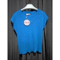 ราคา เสื้อไหมพรมผ้าร่องสีฟ้าทรงไหล่ล้ำ ผ้ายืดได้เยอะ(มือ1) (27431601167)