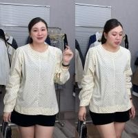 ราคา ชุด เสื้อลายจุดสีเหลือง+กางเกงขาสั้นกํามะหยี่สีดํา ขนาดใหญ่ (21555) (25697692327)