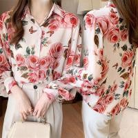 ราคา DODO#พร้อมส่งจากไทย เสื้อเชิ้ตชีฟองพิมพ์ลายดอกแฟชั่นผู้หญิง เสื้อเชิ้ตแขนยาวสไตล์เกาหลีวินเทจ รุ่นw331 (28119925689)