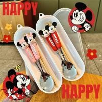 ราคา ชุดช้อนส้อมตะเกียบ Mickey Minnie ลายการ์ตูน ชุดช้อนส้อมสแตนเลส พร้อมกล่องพกพา (40679174572)