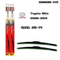 ราคา ที่ปัดน้ำฝน ก้านใบปัดน้ำฝน ใบปัดน้ำฝน ซิลิโคน ตรงรุ่น Toyota Altis 2008-2013 ไซส์ 26-14 ยี่ห้อ Diamond กล่องแดง (13147872376)