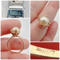 ราคา แหวนทองแท้ 18K แต่งมุกแท้อะโกย่า ขนาด 7.9 มม น้ำหนักรวม 3.7 กรัม ไซส์ 51 (24731672686)