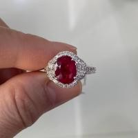 ราคา ✨แหวนทับทิมโมซัมบิคเนื้อแก้ว เผาเก่า ทอง 18 K (43725477968)