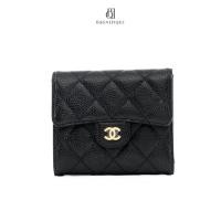ราคา [ของแท้] CHANEL TRI FOLD WALLET SHORT BLACK CAVIAR GHW มีใบรับประกัน ตรวจสอบได้ทุกใบ ✅ (26588819374)