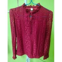 ราคา เสื้อลูกไม้สีแดง งานลูกไม้สีแดง เสื้อสุภาพมือ2 (4715619282)