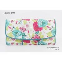 ราคา L 019 กระเป๋าหนังปลากระเบนสามพับพิมพ์ลาย หนังวัวสีฟ้าน้ำทะเล (2342520590)