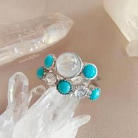 ราคา แหวนเงินหินมูนสโตนเทอร์ควอยส์ Moonstone+Turquoise (22184303290)
