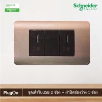 ราคา Schneider ชุดเต้ารับUSB 2ตัว+ฝาอุดช่องว่าง พร้อมฝาครอบ 3ช่อง สีน้ำตาล|Zencelo|8431USB_BZ+8430SP_BZ+8431USB_BZ+A8401LH_SZ (22936057815)