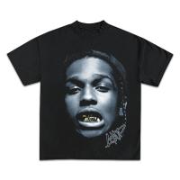 ราคา ASAP ROCKY Short-sleeved T-shirt HIP HOP High Street Men Women Gothic Oversized Tees A$AP Portrait Loose Casual Harajuku (51604809098)
