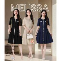 ราคา (MELISSA BRAND) SML2XL Womens Temperament Roman Stretch Summer New Midi Dress女装小香风罗马中长连身裙-MLS128683 (40059322498)