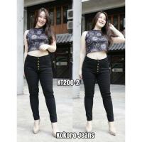 ราคา KT200-2 กางเกงยีนส์สาวไซส์ใหญ่ เอวสูง สีดำสนิท กระดุม 5 เม็ด (21939548393)